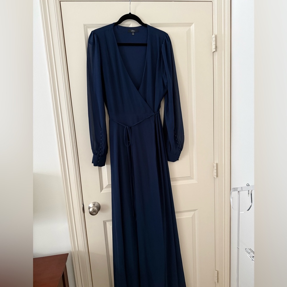 Lulu's Deep Blue Long Sleeve Dress